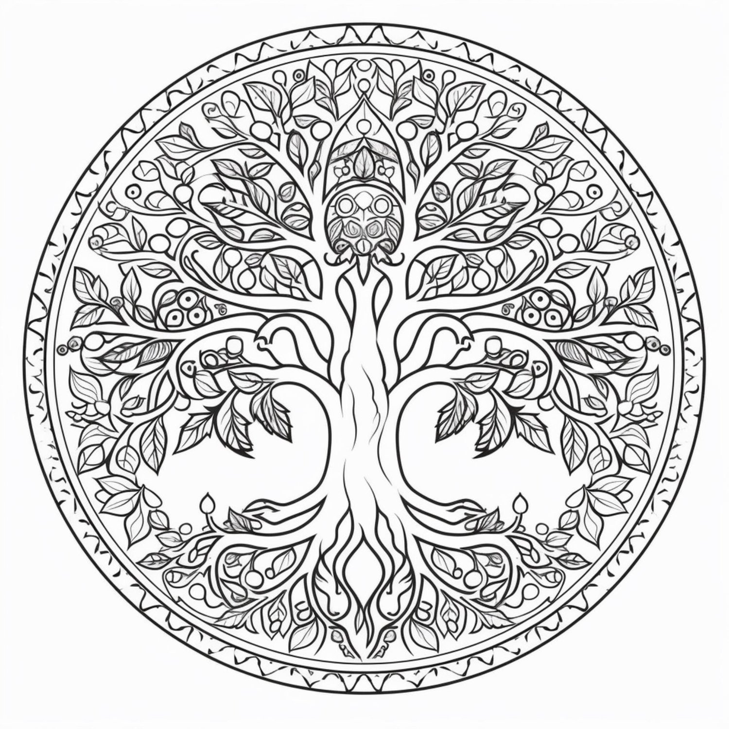 coloring-page-with-tree-life-circle-generative-ai